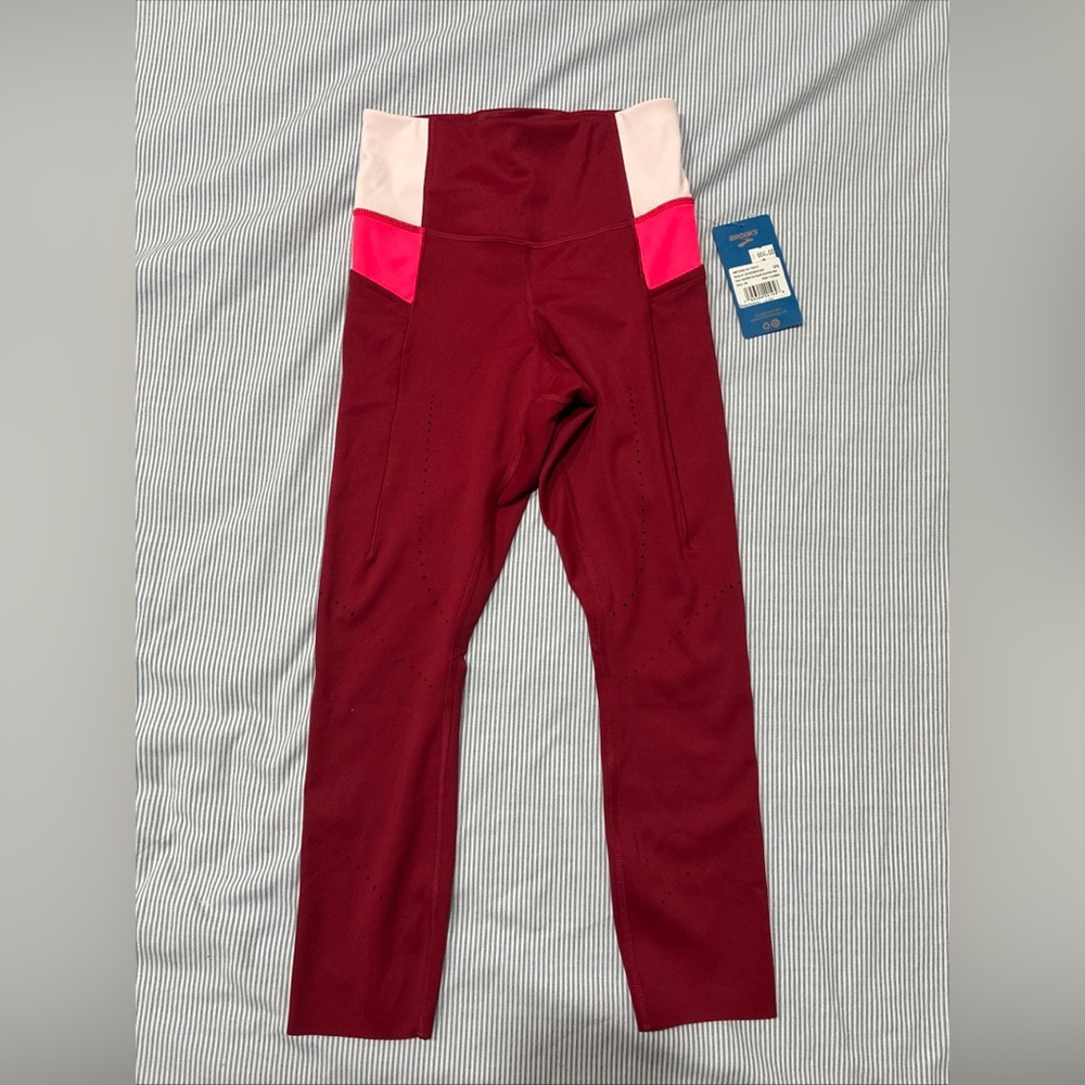 Brooks Method 3/4 Tights Women's XS Pants Crop Mauve Activewear Gorecore New $84